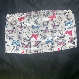 Strapless, butterfly, crop top